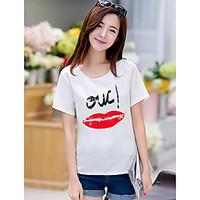 womens partyevening cute t shirt solid round neck short sleeve others