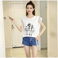 womens casual simple t shirt print round neck short sleeve others