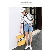 womens high rise micro elastic jeans shorts pants street chic straight ...