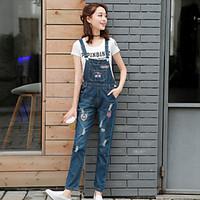 womens high rise micro elastic overalls pants street chic slim solid