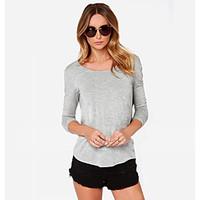 womens going out sexy summer t shirt solid round neck sleeve nylon med ...