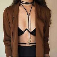 Women\'s Choker Necklaces Pendant Necklaces Jewelry Leather Velvet Alloy Single StrandBasic Tattoo Style Dangling Style Tassel Durable