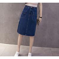 womens casualdaily midi skirts a line pure color solid summer