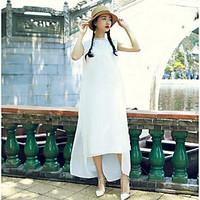 womens casualdaily simple loose dress solid round neck maxi sleeveless ...