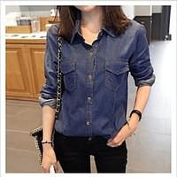 womens casualdaily simple shirt solid shirt collar long sleeve others