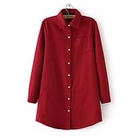 womens casualdaily simple shirt solid shirt collar long sleeve others