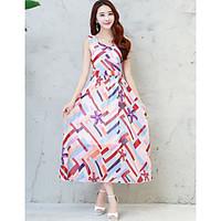 womens going out vintage sophisticated swing dress print v neck maxi s ...