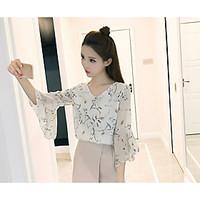 womens other casual simple blouse floral round neck long sleeve other