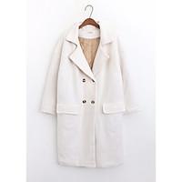 womens daily others springfall winter trench coat solid v neck long sl ...