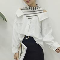 womens casualdaily simple spring summer shirt striped patchwork crew n ...
