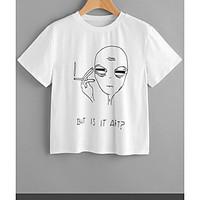 womens casualdaily simple spring summer t shirt print round neck short ...