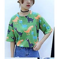 womens casualdaily simple spring summer t shirt print round neck short ...