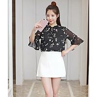 womens going out vintage blouse solid floral round neck length sleeve  ...