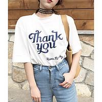 womens casualdaily simple spring summer t shirt letter round neck shor ...