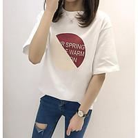 womens daily cute t shirt color block round neck half sleeve others
