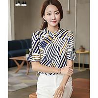 womens daily vintage blouse color block round neck half sleeve others