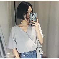 womens casual sexy t shirt solid v neck short sleeve others