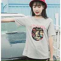 womens casual simple t shirt print round neck short sleeve others