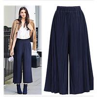 womens mid rise micro elastic chinos pants simple wide leg solid