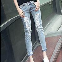 Women\'s Mid Rise Micro-elastic Chinos Pants, Street chic Slim Solid