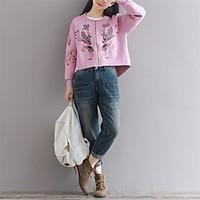 womens going out casualdaily cute chinoiserie fall jacket print round  ...