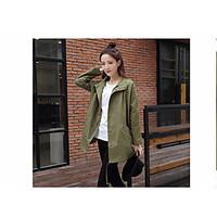 womens casualdaily simple fall trench coat solid shirt collar long sle ...