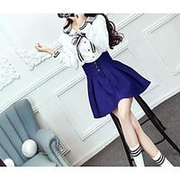 womens casualdaily simple cute spring shirt skirt suits solid shirt co ...