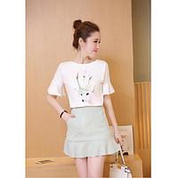 womens casualdaily simple summer t shirt skirt suits solid round neck  ...
