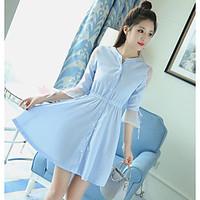womens going out cute sheath dress solid round neck above knee sleeve  ...