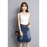 womens high rise midi skirts simple a line solid