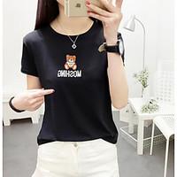 womens going out simple t shirt solid round neck short sleeve cotton