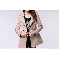 Women\'s Going out Casual/Daily Vintage Fall Coat, Solid Round Neck Long Sleeve Regular Linen