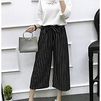 womens high rise micro elastic chinos pants vintage wide leg stripe st ...