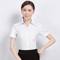 womens business simple summer shirt solid v neck short sleeve cotton m ...