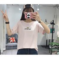 womens casualdaily street chic summer t shirt letter round neck short  ...