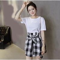 womens going out casualdaily a line dress solid check round neck above ...