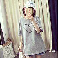 womens casual simple t shirt solid print round neck short sleeve cotto ...