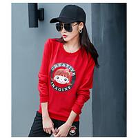 womens street simple cute spring t shirt solid 3d cartoon round neck l ...