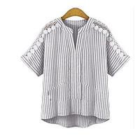 womens going out casualdaily holiday sexy simple t shirt solid striped ...