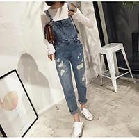 womens mid rise inelastic jeans pants simple loose solid