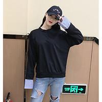 womens casualdaily going out sweatshirt solid crew neck strenchy cotto ...