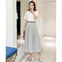 womens going out simple summer blouse dress suits solid round neck sho ...