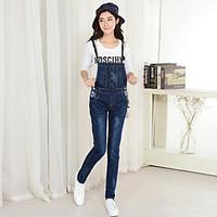 womens mid rise strenchy overalls pants simple loose solid