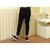 womens mid rise high elasticity chinos pants simple harem solid