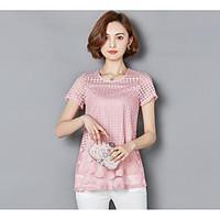 womens casual simple summer t shirt solid round neck short sleeve poly ...