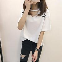 womens casual simple summer t shirt letter v neck short sleeve cotton