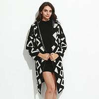 Women\'s Casual/Daily Street chic Long Cardigan Print Loose Large Size Hooded Long Sleeve Medium Micro-elastic