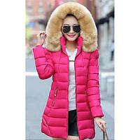 womens regular down coat simple going out solid polyester polypropylen ...