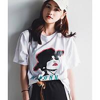 womens casualdaily simple spring summer t shirt print round neck short ...