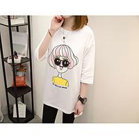 womens casualdaily simple cute t shirt print round neck sleeve cotton